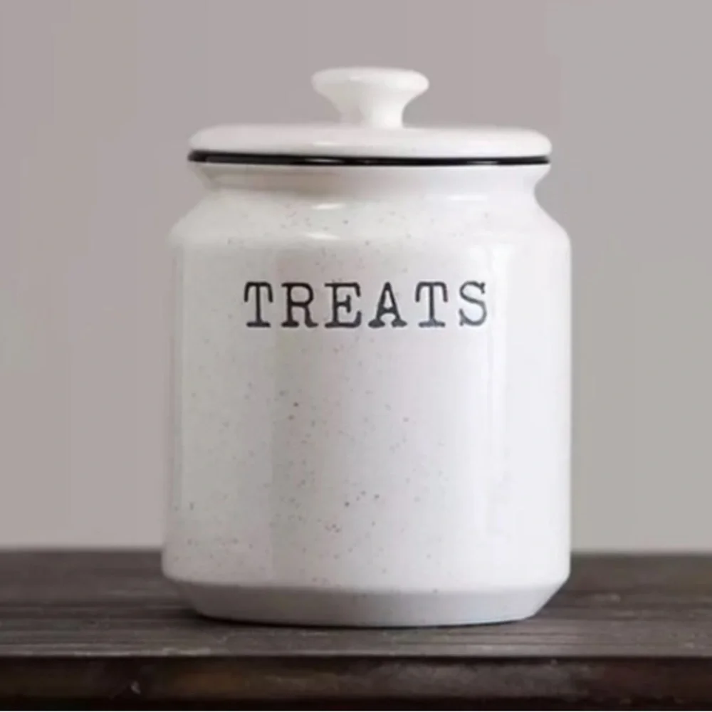 Kirkland’s Home Off White/Grey Speckled Ceramic Treat Jar Canister